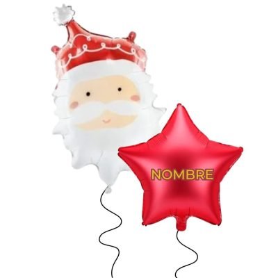 Conjunto Globos Helio – Papa Noel 37 x 60 cm + Estrella 48 cm