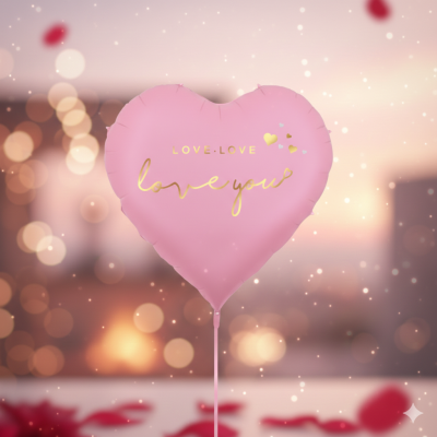 Globo Corazón Rosa 45cm + Helio